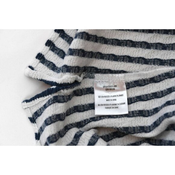 Anthropologie Eva Franco Textured Blue Stripe Sleeveless Top Bow Detail Size S - Picture 8 of 11